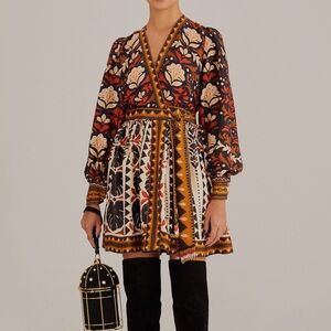 BNWT Farm Rio Multicolor Tapestry Garden V Neck Mini Dress Size L